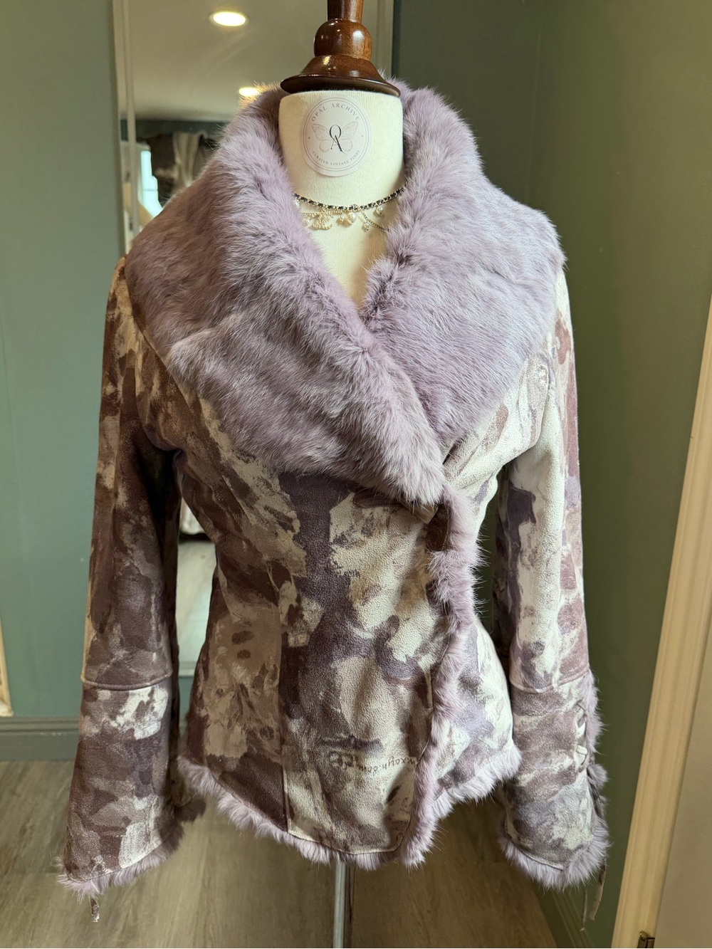 Y2K Wasteland Rabbit Fur Trim Fitted Jacket Removable Collar XS/S